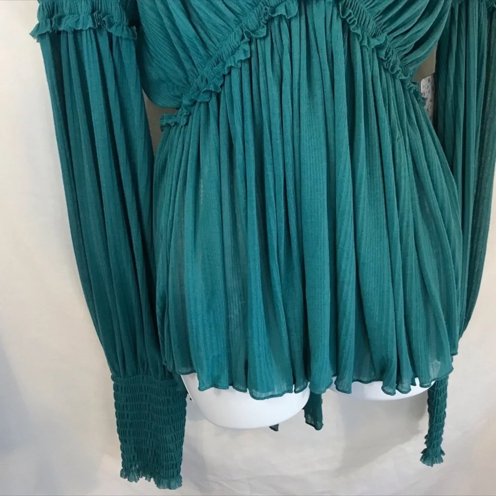 Free People Day Dreaming Top Teal NWOT